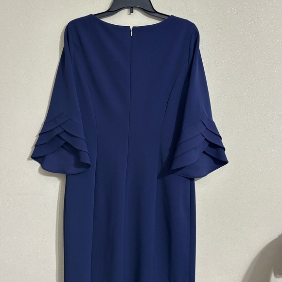 DKNY Navy Shift Dress Size 12 Scalloped Split Sleeves. Weddings Professional - Picture 2 of 5